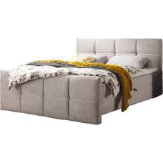 Betten & Matratzen White Boxbett doppelbett polsterbett cordbezug hellgrau Bettrahmen