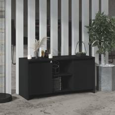 Furniture vidaXL black Chipboard Hifi Low TV Bench