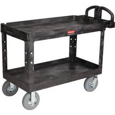 Black Cleaning Trolleys Rubbermaid FG454610 BLA 2 Level Polymer Utility Cart