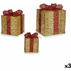 Resina Decoraciones de Navidad Set Metal Caja Regalo Rojo Dorado 3 Unidades Adorno de Árbol de Navidad