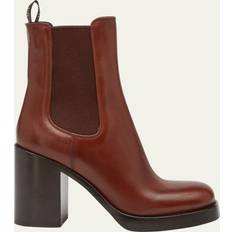 Prada Chelsea Boots Prada Leather Booties Cognac