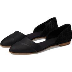 Toms Damen Jutti D'orsay Ballerinas, Schwarzes Leder und geprägte Waffel