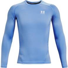 Men Base Layer Tops Under Armour Men's HeatGear Compression Long-Sleeve T-Shirt Carolina Blue 475/White