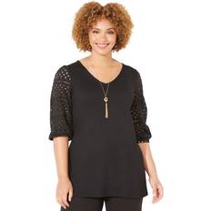 Black Blouses Catherines Liz&me women's plus liz&me eyelet peasant top