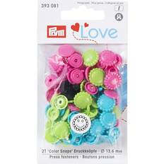 Trykknapper Prym Love – Non-sew Color Snaps – Blomst Turkis/grønn/rosa 13,6 mm