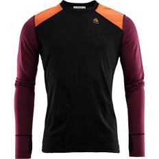 Aclima LightWool Reinforced Crew Neck Man, L, Jet Black/Zinfandel/Orange Tiger