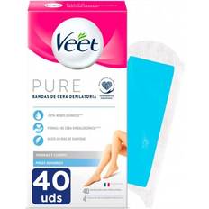 Ceras Veet Bandas De Cera Pure Corporal Piel Sensible 40 U New - Azul/Blanco