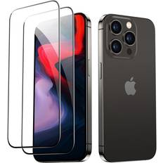 ESR TEMPERED GLASS 2-PACK IPHONE 15 PRO BLACK (2Stück, iPhone 15 Pro) Smartphone Schutzfolie, Schwarz