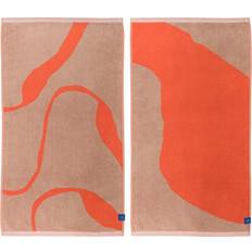 Mette Ditmer Serviettes d'Invité Mette Ditmer Nova Arte 40 x 55 cm Latte / Orange (Lot De 2) Serviette d'Invité Orange