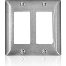 Cheap Wall Outlets Leviton 3004825 C-Series Stainless Steel 2 Gang Metal Decora-GFCI Wall Plate