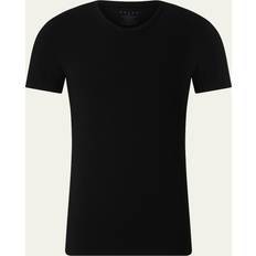 Cotton - Men Base Layers Falke Men's Cotton-Stretch Crewneck T-Shirt Black