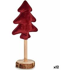 Wood Christmas Decorations Christmas Tree Polyester Maroon Wood 9.5 x 32 x 13 cm Set of 12 Decoration