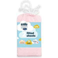 Pink Sheets Silentnight Safe Nights Pack of 2 Crib 100% Cotton Fitted