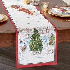 Textiles Elrene Home Fashions Santa's Snowy Sleighride Tablecloth Red