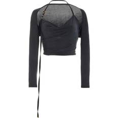 Damen - Stretchgewebe Blusen Jacquemus Le Haut Peplo Long Sleeve T-Shirt - Black