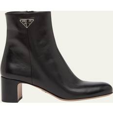 Prada Ankle Boots Prada Leather Ankle Boots with Metal Logo
