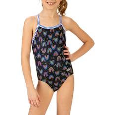 Black - Boys Swimsuits Dolfin Big Girls One Piece Swimsuit, 14, Black Black