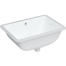 Lavabos de baño vidaXL Lavabo De Baño Rectangular Cerámica Blanco 55.5x37.5x19 cm