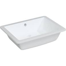 Lavabos de baño vidaXL Lavabo De Baño Rectangular Cerámica Blanco 55.5x40x18.5 cm