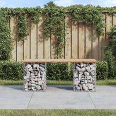 Furu Trädgårdsbänkar vidaXL gabion-design Trädgårdsbänk
