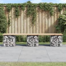 Brown - Steel Garden Benches vidaXL Gabion Design 203 x 44 x 42 cm Garden Bench