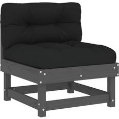 Trä Modulsoffor Utemöbler vidaXL Mittensoffa Med Dynor Grå Massiv Furu Modulsoffa