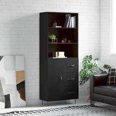 Beige Tall Bathroom Cabinets vidaXL Highboard Black Engineered Wood