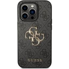 Guess Handyhüllen Guess PU 4G Metal Logo Back Cover für iPhone 15 Pro Max grau