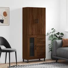 Tall Bathroom Cabinets sale vidaXL Highboard Brown Oak 69.5 x 34 x 180 cm