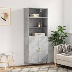 Beige Tall Bathroom Cabinets vidaXL Highboard Concrete Engineered