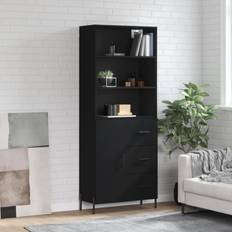 Beige Tall Bathroom Cabinets vidaXL Highboard Black 69.5 x 34 x 180 cm