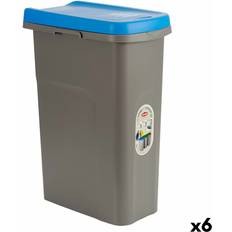 Blue Grey Plastic Rubbish Bin 25L Pack of 6