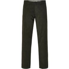 Selected Corduroy Straight Leg Trousers - Forest Night