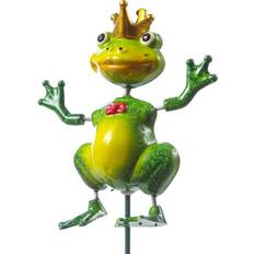 Goedkoop Tuinornamenten Gartenstecker Wackelnder Frosch Quaki mit Krone