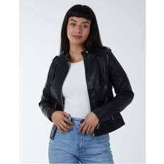 Blue Vanilla womens pu leather zip through biker jacket