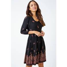 Paisley Ropa Roman Paisley Border Print Jersey Dress in Copper