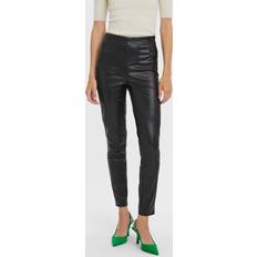 Vero Moda Damen Leggings Vero Moda Slim Fit Hose in Lederoptik - Black