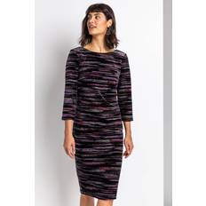 Roman Glitter Stripe Print Velvet Dress in Pink