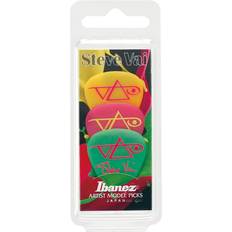 Goedkoop Plectrums Ibanez Steve Vai Series Polyacetal Pick, 3-Piece Set, Green, Pink and Yellow