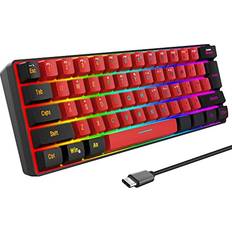 Keyboards Snpurdiri 60% Wired Gaming Keyboard True RGB Mini Waterproof 61 Keys