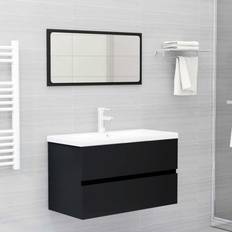 Arredamenti Bagno vidaXL Set Mobili da Bagno Nero in Truciolato