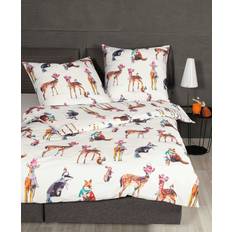 Janine Modern Art Mako-Satin Bettwäsche 155x220 Rehe Tiere Winter 42115-09 Copripiumino