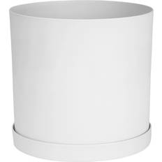 Bloem Mathers Round Planter with Saucer Tray 10 in White