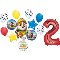 Paw patrol birthday decorations Anagram Paw Patrol Rubble 2nd Birthday Party Supplies Balloon Bouquet Decorations