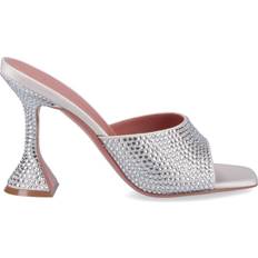 Velourleder Sandaletten Amina Muaddi 'Lupita' Sandals Silver IT