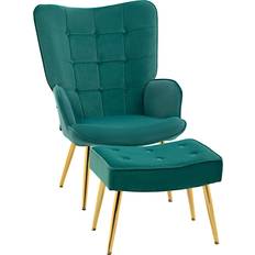 Furniture Homcom Upholstered with Footstool Armchair