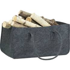 Cestini per la Legna da Ardere Relaxdays Borsa portalegna per camino in feltro cesto portatile portariviste pieghevole HxLxP: 25 x 25 x 50 cm antracite
