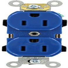 Blue Wall Outlets Leviton 15 Amp Industrial Grade Heavy Duty Self Grounding Duplex Outlet, Blue