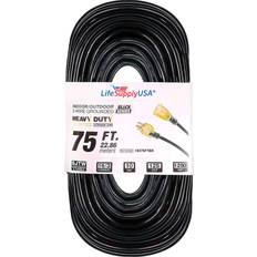 10 ft extension cord 75 ft extension cord 16/3 lighted end black indoor outdoor heavy duty