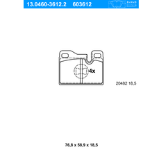 ATE Bremsbelagsatz, Scheibenbremse 13.0460-3612.2